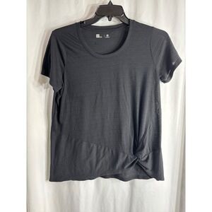 Xersion Womens Black Short Sleeve Twist Hem Athletic T‎ Shirt Size L